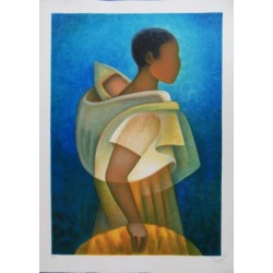 Louis TOFFOLI - Lithographie - Maternité noire