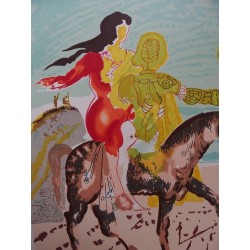 Salvador DALI : Lithographie originale - Femme à cheval