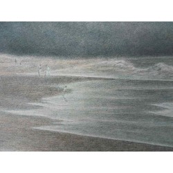 Harold ALTMAN - Lithographie : Plage du Cotentin