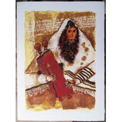 Theo TOBIASSE - Original lithographie : Le Rabbin et la Torah