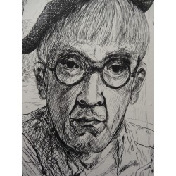 Leonard FOUJITA - Gravure : Autoportrait avec Kimiyo