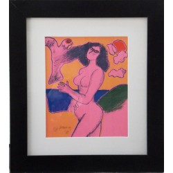 Guillaume CORNEILLE - Lithographie - Femme rose
