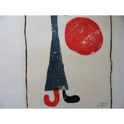 Joan MIRO - Lithographie originale - Petite fille au ballon rouge