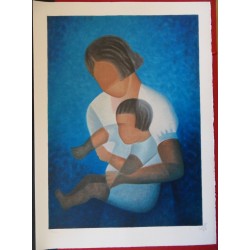 Louis TOFFOLI - Lithographie - Le Bambin dans les bras