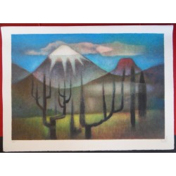 Louis TOFFOLI - Lithographie - Montagnes au Mexique