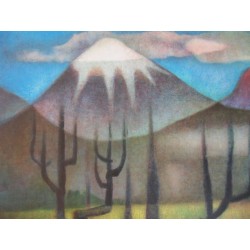 Louis TOFFOLI - Lithographie - Montagnes au Mexique