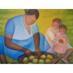 Louis TOFFOLI - Lithographie - Maman au marché