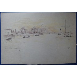 André HAMBOURG - Lithographie - Sortie du port, marée haute