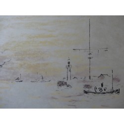André HAMBOURG - Lithographie - Sortie du port, marée haute