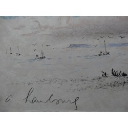 André HAMBOURG - Lithographie Honfleur - A Vasouy