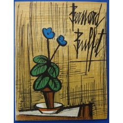 Bernard BUFFET - Lithographie : Petite primevère bleue