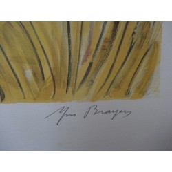 Yves BRAYER - Lithographie originale - Chevaux en Camargue