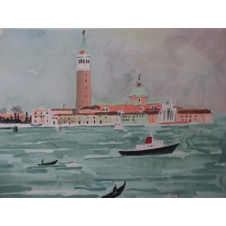 Yves BRAYER - Lithographie originale - Venise vue de la mer