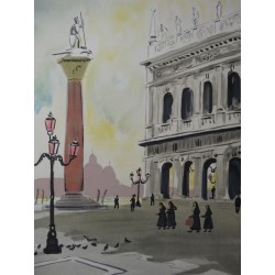 Yves BRAYER - Lithographie originale - Place Saint Marc à Venise