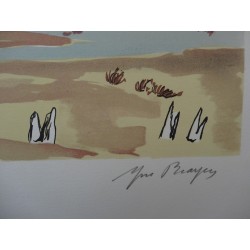 Yves BRAYER - Lithographie originale - Plage en Bretagne