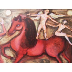 Marcel MARCEAU ("le Mime") - Lithographie : Le cheval rouge
