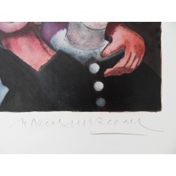 Marcel MARCEAU ("le Mime") - Lithographie : La Foule gaie