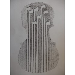 ARMAN - Gravure originale : Violon et archets