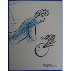 Marc CHAGALL - Lithographie : Le peintre bleu