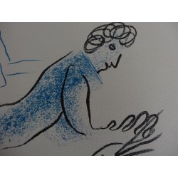 Marc CHAGALL - Lithographie : Le peintre bleu