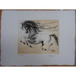 Jean-Marie GUINY - Gravure signée : Le cheval galopant