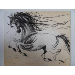 Jean-Marie GUINY - Gravure signée : Le cheval galopant