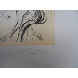 Jean-Marie GUINY - Gravure signée : Couple de cheval