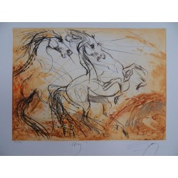 Jean-Marie GUINY - Gravure signée : Cheval Phares