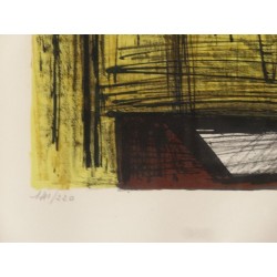 Bernard BUFFET - Lithographie signée : Dalhias sur fond jaune
