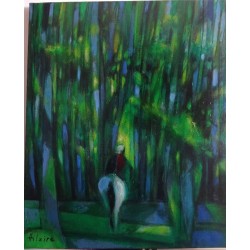 Camille HILAIRE - Huile sur toile : Lumière dans la forêt