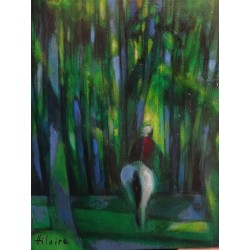 Camille HILAIRE - Huile sur toile : Lumière dans la forêt