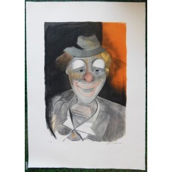 Camille HILAIRE - Lithographie : Le clown triste