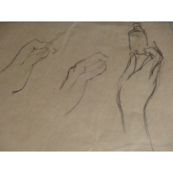 FOUJITA Léonard (Tsuguharu) - Dessin : Visage et mains