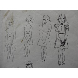 FOUJITA Léonard (Tsuguharu) - Dessin : Etude de costumes