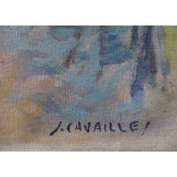 Jules CAVAILLES - Huile sur toile : Le chemin rose