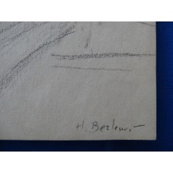 Henryk BERLEWI - Dessin original signé : Femme lisant