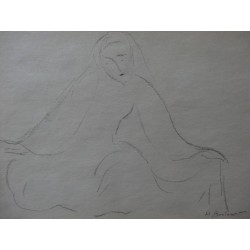 Henryk BERLEWI - Dessin signé : Femme couverte d'un voile