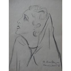 Henryk BERLEWI - Dessin signé : Une actrice