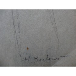Henryk BERLEWI - Dessin signé : Femme accoudée