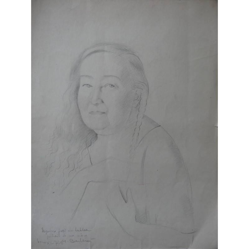 Henryk BERLEWI - Dessin signé : Portrait de ma mère