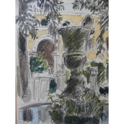 Gilbert POILLERAT - Aquarelle signée : Fontaine à Rome