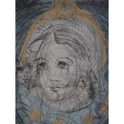 Salvador DALI - Eau-forte aquarellée : Marguerite (Faust)