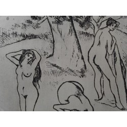 Suzanne VALADON - Gravure signée : Femmes nues sous les arbres