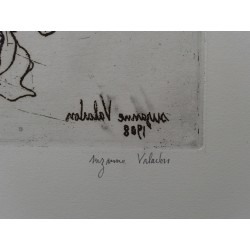 Suzanne VALADON - Gravure signée : Grand mère et enfant
