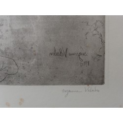 Suzanne VALADON - Gravure signée : Toilette des enfants dans le jardin