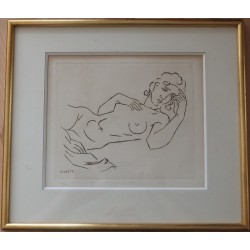 André LHOTE : Gravure signée - Femme allongée