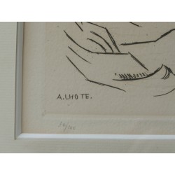 André LHOTE : Gravure signée - Femme allongée