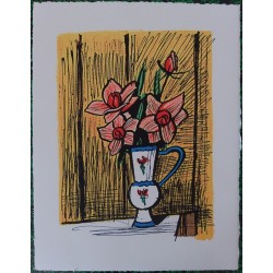 Bernard BUFFET - Lithographie : Petit bouquet de camélias