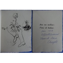 Marc CHAGALL - Carte de voeux signée : Le pas