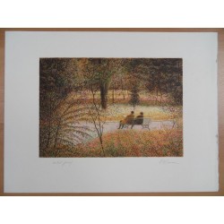 Harold ALTMAN - Lithographie : Central Park - L'automne